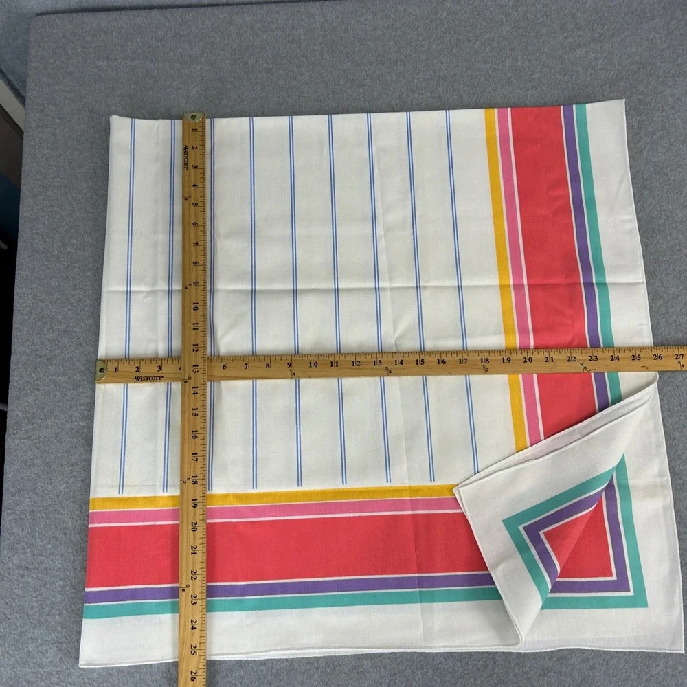 Bob Van Allen 9 Piece Tablecloth Placemats Napkins Set Colorful Stripe Vintage